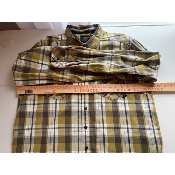 5.11 Tactical Men's Plaid Long Sleeve Cotton Snap Shirt Large Brown Green Large - Picture 8 of 8